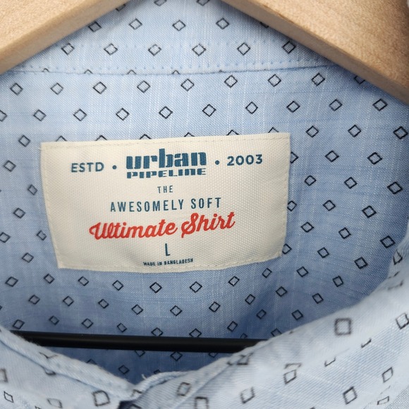 Urban Pipeline Blue Diamond Button Down Camp Shirt Mens Large Surf Beach Casual - Picture 4 of 9